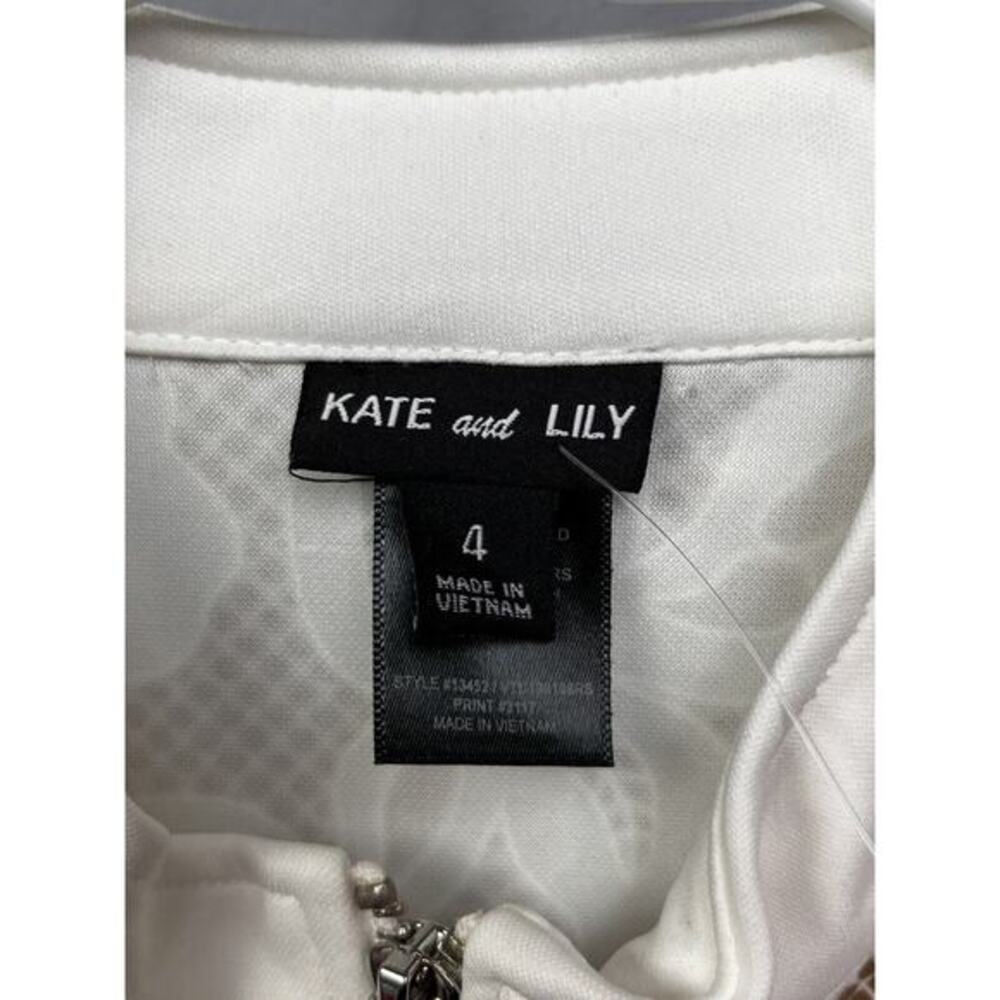 Kate & Lily Dress Womens Size 4 Ivory Full zip Belted Sheath Floral Office NEW - Picture 4 of 8